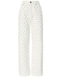 Pinko - Stud-Embellished Wide-Leg Jeans - Lyst