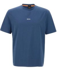 BOSS - Logo-print stretch-cotton t-shirt - Lyst