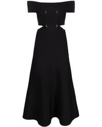 McQueen - Off-Shoulder Flared Midi Dress - Lyst