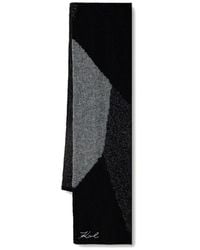 KARL LAGERFELD - Geometric-Pattern Metallic-Thread Scarf - Lyst