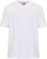 DIESEL - Logo-Embroidered V-Neck T-Shirt - Lyst