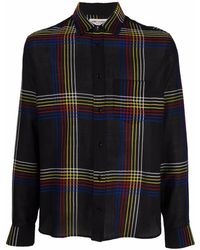 Saint Laurent - Shirt With Yves Collar In Check Wool - Lyst