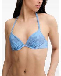 Chantelle - Easy Pop Denim-Print Halterneck Bikini Top - Lyst