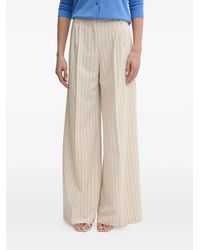 Fracomina - Cropped Pinstripe Wide-Leg Trousers - Lyst