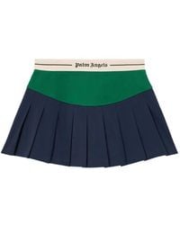 Palm Angels - Logo-Curved Pleated Mini Skirt - Lyst