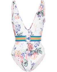 Zimmermann Costume intero a fiori Allia - Bianco