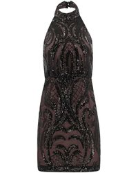 Badgley Mischka - Sequin-embellished Halterneck Minidress - Lyst