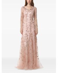 Dina Melwani - Crystal-Embellished Vine-Embroidered Maxi Dress - Lyst