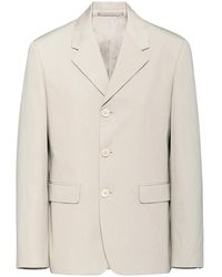 Prada - Triangle Logo Single-Breasted Blazer - Lyst