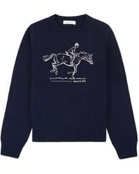 Sporty & Rich - Equestrian-Embroidered Crew-Neck Sweater - Lyst