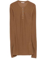 Ami Paris - Geribbelde Henley Top - Lyst