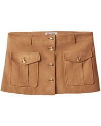 Miu Miu - Suede Flap-pocket Miniskirt - Lyst