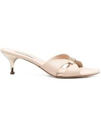Casadei - Logo-Plaque Leather Sandals - Lyst