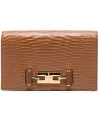 Elisabetta Franchi - Reptile-Effect Logo-Plaque Clutch Bag - Lyst