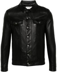 Saint Laurent - Saint Laone Sizerent デニムスタイル ボタンジャケット（ブラック／スムースレザー） - Lyst
