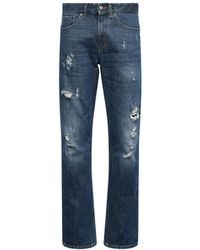 MM6 by Maison Margiela - Distressed-Finish Straight-Leg Jeans - Lyst