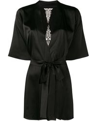 Fleur Of England - Onyx Lace-embroidered Robe - Lyst