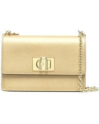 Furla - Logo-Plaque Grained Leather Shoulder Bag - Lyst