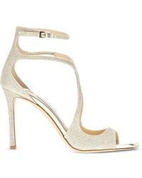 Jimmy Choo - Azia Glitter-Effect Sandals - Lyst
