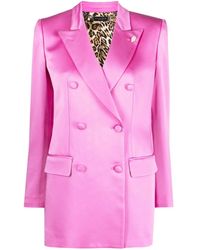 Philipp Plein - Double-Breasted Satin Blazer - Lyst