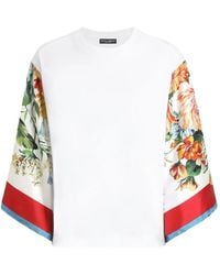 Dolce & Gabbana - Silk-Sleeve T-Shirt - Lyst