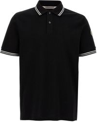 Moncler - Schwarzes poloshirt kurzarm - Lyst