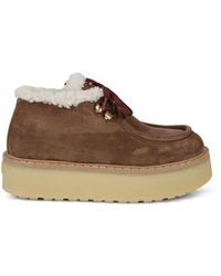 Prada - Wildlederstiefel Mit Shearling-Futter - Lyst