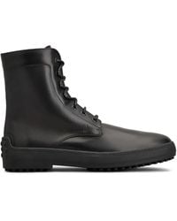 Tod's - Leather Combat Boots - Lyst
