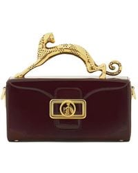 Lanvin - Pencil Leopard-Embellished Patent-Leather Mini Bag - Lyst