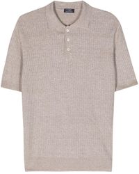 Barba Napoli - Ribbed-knit Linen-blend Polo Shirt - Lyst