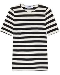 MSGM - Striped Short-Sleeve T-Shirt - Lyst