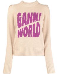 Ganni Neutral Logo Intarsia Jumper - Women's - Wool/recycled Wool/recycled Polyamide - Pink