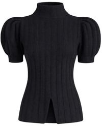 Violante Nessi - Ribbed-Knit Puff-Sleeve Sweater - Lyst