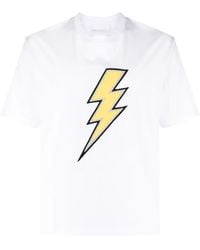 Neil Barrett - Thunderbolt-Embroidered Cotton T-Shirt - Lyst