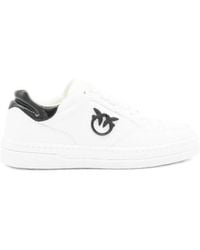 Pinko - Leather Sneakers With Emblem - Lyst