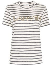Lanvin - Logo-Print Striped T-Shirt - Lyst