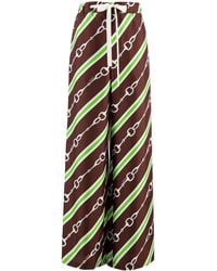 Gucci - Horsebit Stripe Print Silk Trousers - Lyst