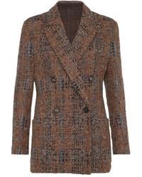 Brunello Cucinelli - Double-Breasted Checked Blazer - Lyst