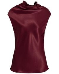 Alberta Ferretti - Draped Sleeveless Satin Blouse - Lyst