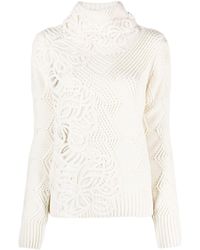 Ermanno Scervino - Embroidered Wool Blend Turtleneck Sweater - Lyst