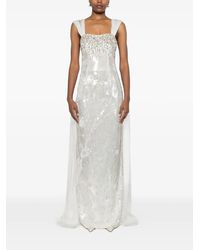 Dina Melwani - Crystal-Embellished Sequinned Maxi Gown Dress - Lyst