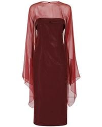 Alberta Ferretti - Robe-Bustier Mi-Longue À Superposition Transparente - Lyst