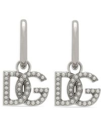 Dolce & Gabbana - Logo-pendant Pearl-embellished Earrings - Lyst