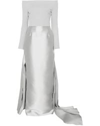 Solace London - Off-Shoulder Draped Gown Maxi Dress - Lyst