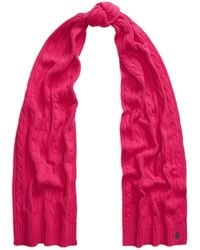 Polo Ralph Lauren - Cable-Knit Embroidered-Logo Scarf - Lyst