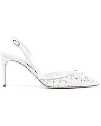 Rene Caovilla - Lace Embellished Sling Back Pumps - Lyst