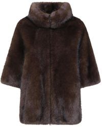 VALENTINI 1972 - Faux-Fur Funnel-Neck Coat - Lyst
