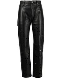 DURAZZI MILANO - Cut-out Leather Straight-leg Trousers - Lyst