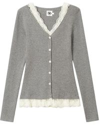 B+ AB - Lace-Trim Ribbed Cardigan - Lyst