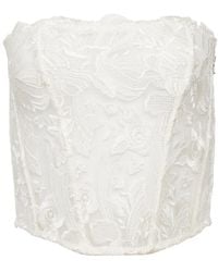 Fleur du Mal - Lola Bow-Embroidered Corset Top - Lyst